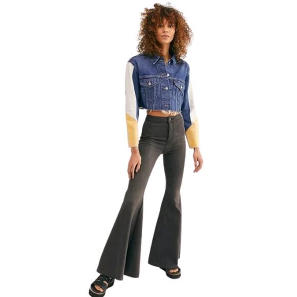 We The Free People Jeans Size 28 Just Float On Flare Jeans Gray Stretchy Western - Picture 3 of 8